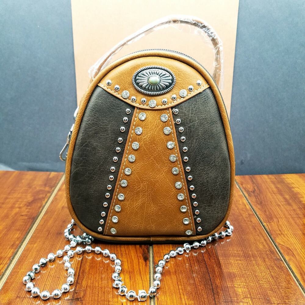 Montana West American Bling Mini Back Pack Tan & Brown Versatile Accessory Case